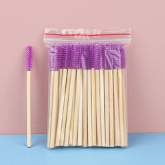 50 Pcs Bamboo Handle Eyelash Brushes Disposable Eyebrow Brush Eyelash Extension Mascara Wands Applicator Women Makeup Tools
