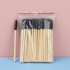 50 Pcs Bamboo Handle Eyelash Brushes Disposable Eyebrow Brush Eyelash Extension Mascara Wands Applicator Women Makeup Tools