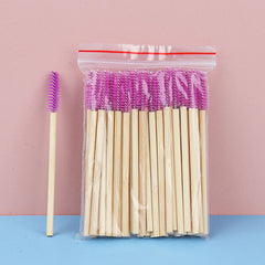 50 PCS BAMBOO Handle Brosses pour les cils jetables Broussures jetables Extension de caches Mascara MASCARA