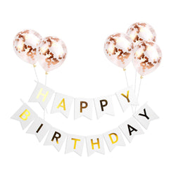 1set joyeux anniversaire Banner Rose Gold Confetti Ballons garçon fille d'anniversaire Ballon Ballon Baby Shower Party Favors