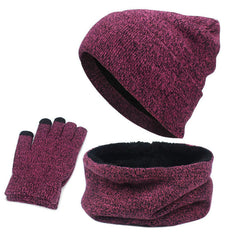 Winter Warm Suit Three-piece Hat, Scarf, Touch Screen Gloves