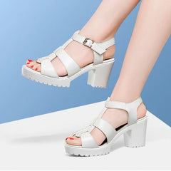 High Heels Sandals Waterproof PlatformHeight Thick Bottom Cheongsam Plus Size Rough Female Women's Shoes