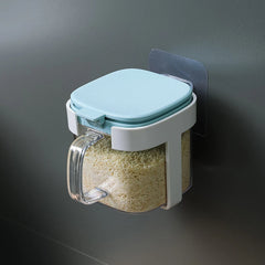 Wall-mounted Seasoning Box with Cover Salt Shaker Combo Home Spoon Storage Box