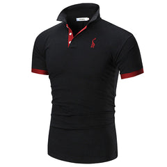 Short Sleeve Male Polo Shirt Casual Fawn Embroidery Top