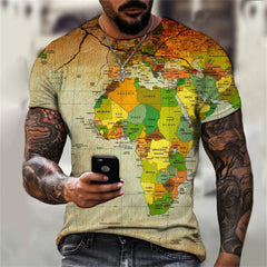 Men Summer Europe et États-Unis Tendance Nouveau col rond Cent T-shirt Carte personnalisée 3D Print Short Sleeve