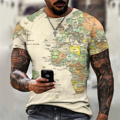 Men Summer Europe et États-Unis Tendance Nouveau col rond Cent T-shirt Carte personnalisée 3D Print Short Sleeve