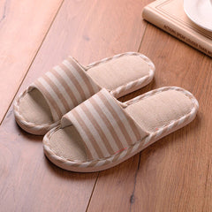 Casa interior Pareja anti-Slip Soft Bottom Summer Summer Linen Sweats Sweat-Absorbent Slippers para mujeres y hombres