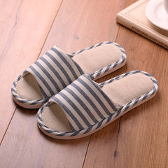 Casa interior Pareja anti-Slip Soft Bottom Summer Summer Linen Sweats Sweat-Absorbent Slippers para mujeres y hombres