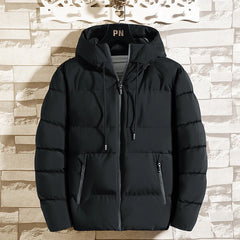 Men's Solid Color Padded Hooded Winter Jacket