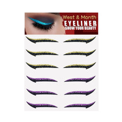 6 paires Autocollants eyeliner auto-adhésifs de fard à paupières maquillage de scène doubles autocollants de la paupière fête de nuit maquillage des yeux