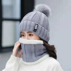 Unisex Warm Windproof Knitted Hat and Scarf Set