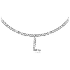 Collier de la chaîne de tennis de tour de cou initial de 14 carats en or 14 carats