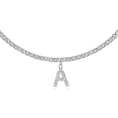 Collier de la chaîne de tennis de tour de cou initial de 14 carats en or 14 carats