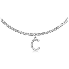 14k Gold Plated Initial Choker Tennis Chain Necklace