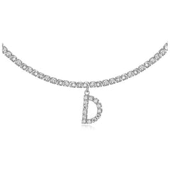 14k Gold Plated Initial Choker Tennis Chain Necklace