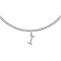 14k Gold Plated Initial Choker Tennis Chain Necklace