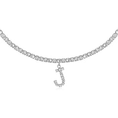 Collier de la chaîne de tennis de tour de cou initial de 14 carats en or 14 carats