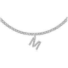 Collier de la chaîne de tennis de tour de cou initial de 14 carats en or 14 carats