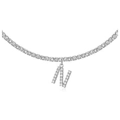 Collier de la chaîne de tennis de tour de cou initial de 14 carats en or 14 carats