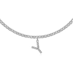 Collier de la chaîne de tennis de tour de cou initial de 14 carats en or 14 carats