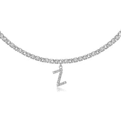 14k Gold Plated Initial Choker Tennis Chain Necklace