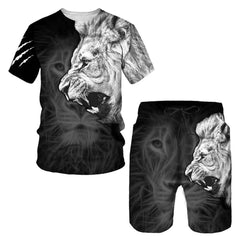 Sort et t-shirts imprimés de motif d'animal 3D Lion 3D