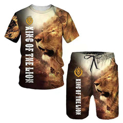 Sort et t-shirts imprimés de motif d'animal 3D Lion 3D