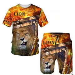 Sort et t-shirts imprimés de motif d'animal 3D Lion 3D