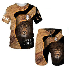 Sort et t-shirts imprimés de motif d'animal 3D Lion 3D