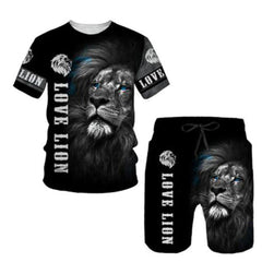 Sort et t-shirts imprimés de motif d'animal 3D Lion 3D