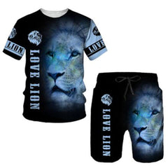 Sort et t-shirts imprimés de motif d'animal 3D Lion 3D