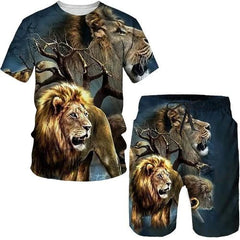 Sort et t-shirts imprimés de motif d'animal 3D Lion 3D