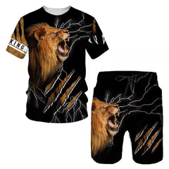 Sort et t-shirts imprimés de motif d'animal 3D Lion 3D