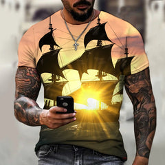 Herren Mode Sommerrund-Nacken-T-Shirt
