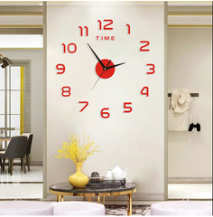 Grande horloge murale Quartz 3d bricolage Big Watch Cloche décorative Horloges de cuisine en acrylique Miroir autocollant surdimensiond les horloges murales de la maison décoration de lettre