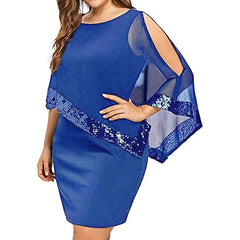 Irregular Sequins Mosaic Chiffon Plus Size Dress