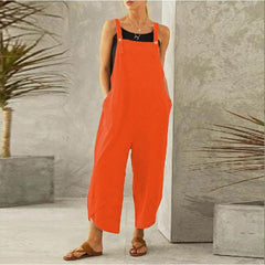 eBay Solid Color Casual Nine-point Suspenders Pants Women