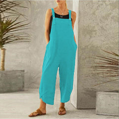 eBay Solid Color Casual Nine-point Suspenders Pants Women