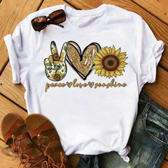 Maycaur Nuovo girasole con maglietta Dragonfly Women Harajuku T-shirt neri da cartone animato da cartone animato con tees vestiti