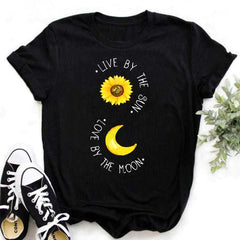 Maycaur Nuovo girasole con maglietta Dragonfly Women Harajuku T-shirt neri da cartone animato da cartone animato con tees vestiti