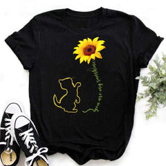 Maycaur Nuovo girasole con maglietta Dragonfly Women Harajuku T-shirt neri da cartone animato da cartone animato con tees vestiti