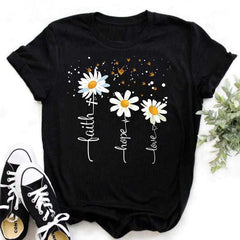 Maycaur Nuovo girasole con maglietta Dragonfly Women Harajuku T-shirt neri da cartone animato da cartone animato con tees vestiti