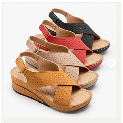 Moda Sandalias para mujeres Summer Nuevas cuñas retro de velcro Sandalias casuales de mujeres