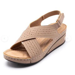 Fashion Women's Sandals Summer New Retro Velcro Wedges Women Casual Sandals Outdoor Beach Comfortable Open Toe Women Shoes