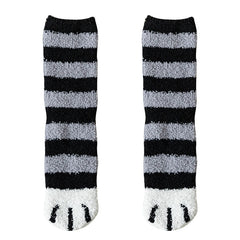 Autumn Winter Women's Cat's Paw Stripe 3D Socks - Cute Funny Gruby Girls Cartoon Animal Socks - Hosiery Toe Zebra/Tiger Floor Socks