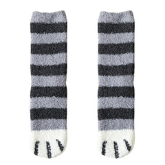 Autumn Winter Women's Cat's Paw Stripe 3D Socks - Cute Funny Gruby Girls Cartoon Animal Socks - Hosiery Toe Zebra/Tiger Floor Socks