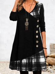 Women's Casual Stitching Long Sleeve Dress