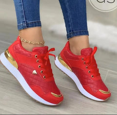 Large size sneakers with grid lace-up and thick bottom