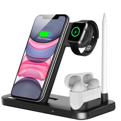 15W Qi Stand de chargeur sans fil rapide pour iPhone 14 13 12 11 8 Apple Watch 4 in 1 Station de charge pliable pour AirPods Pro Iwatch