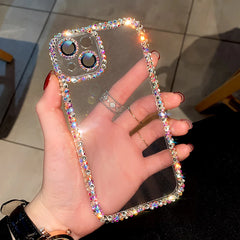 Custodia per telefono trasparente per il telefono trasparente per lenti a diamante glitter per iPhone 14 13 Pro 12 Pro Max 11 X XS XR 7 8 Plus Cover SE3